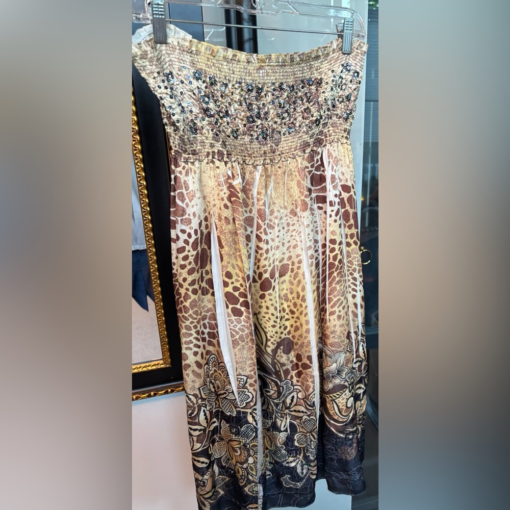 Brown and Cream Patterned BabyDoll Tube Dress